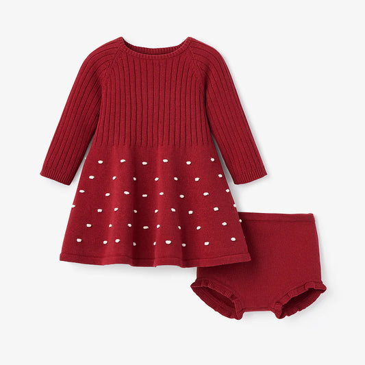 Holiday Textured Knit Baby Dress w/ Bloomer