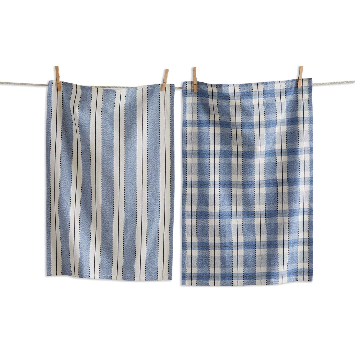 STRIPE & PLAID DISHTOWEL S2 BLUE MULTI