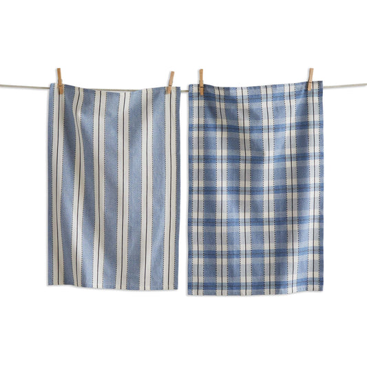 STRIPE & PLAID DISHTOWEL S2 BLUE MULTI