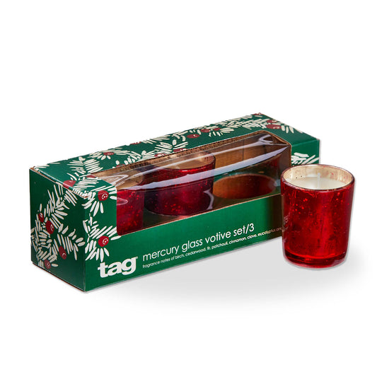 WINTER BONFIRE MERCURY VOTIVE CANDLE SET/3