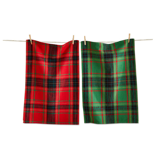 HOLIDAY PLAID DISHTOWEL SET/2