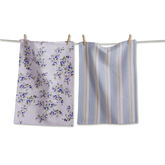 LAVENDER FLORAL DISHTOWEL S/2