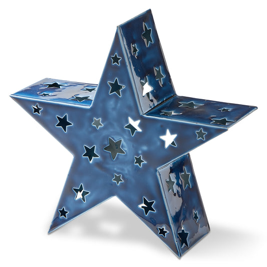 ENAMEL STAR LED TEALIGHT HOLDER LG