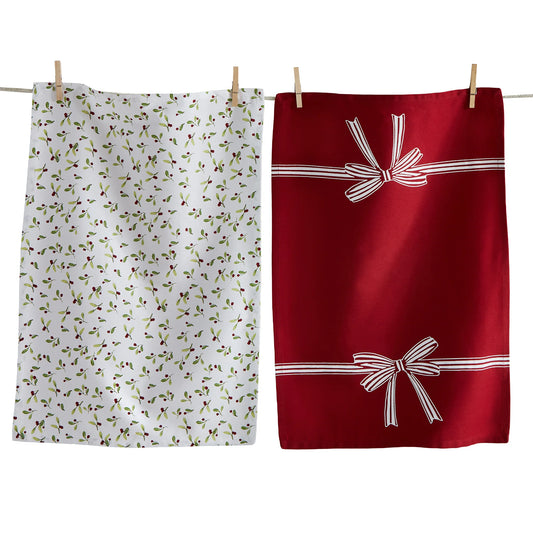 Winter Berries And Bow Dishtowel Set Of 2