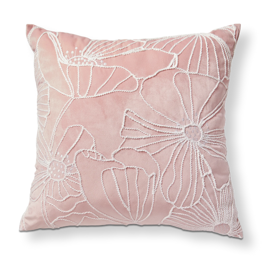 Poppy Embroidered Velvet Pillow
