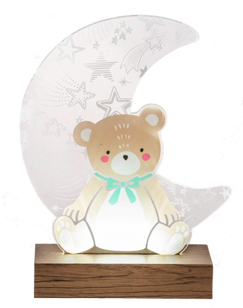 LED Light Up Bear with Moon Figurine