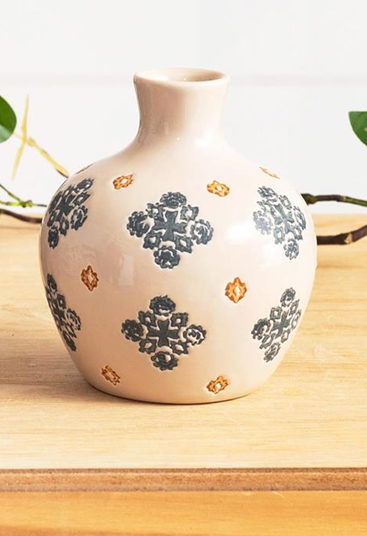 Blue Floral Motif Vase