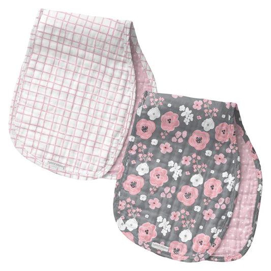 MUSLIN BURP CLOTH CHARCOAL FLOWER