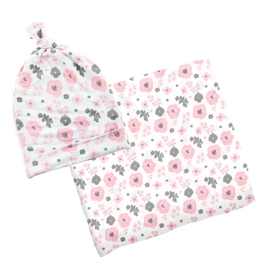 BAMBOO BLANKET & BEANIE SET FLORAL