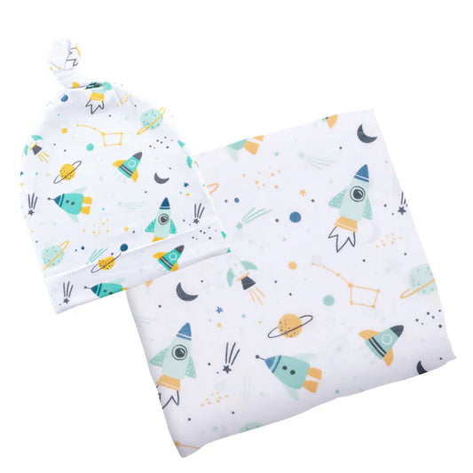 BAMBOO BLANKET & BEANIE SET SPACE