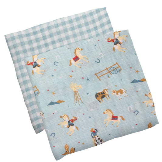 MUSLIN BLANKET SET 2PK WESTERN