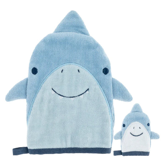 BATH MITT W/ FINGER PUPPET SHARK