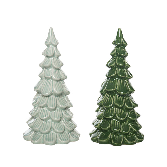 Lg Cer Iridescent Tree Decor 2 Asst