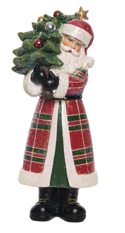 Res Elegant Plaid Santa Fig 2 Asst