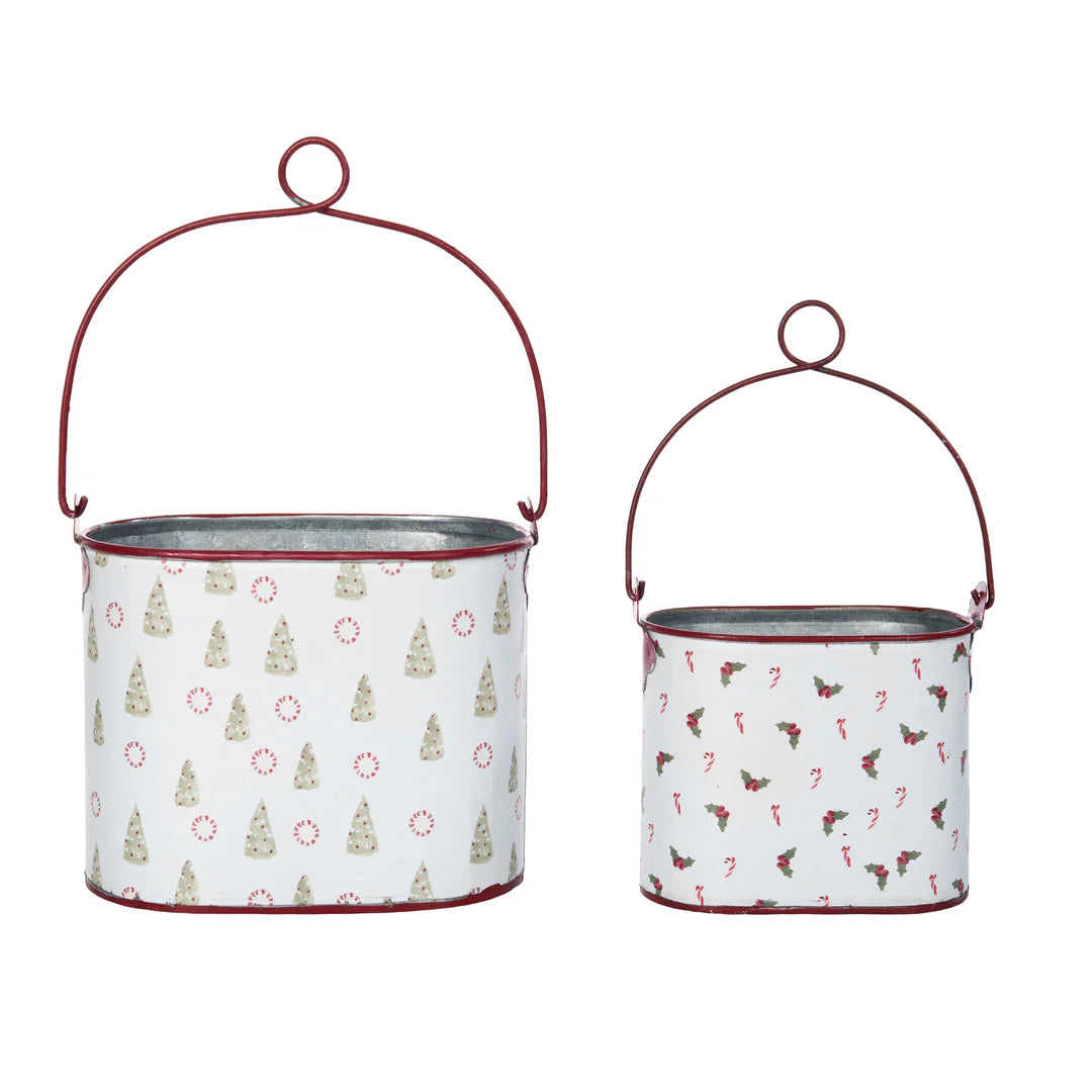 Metal Candy Cane Lane Containers S/2