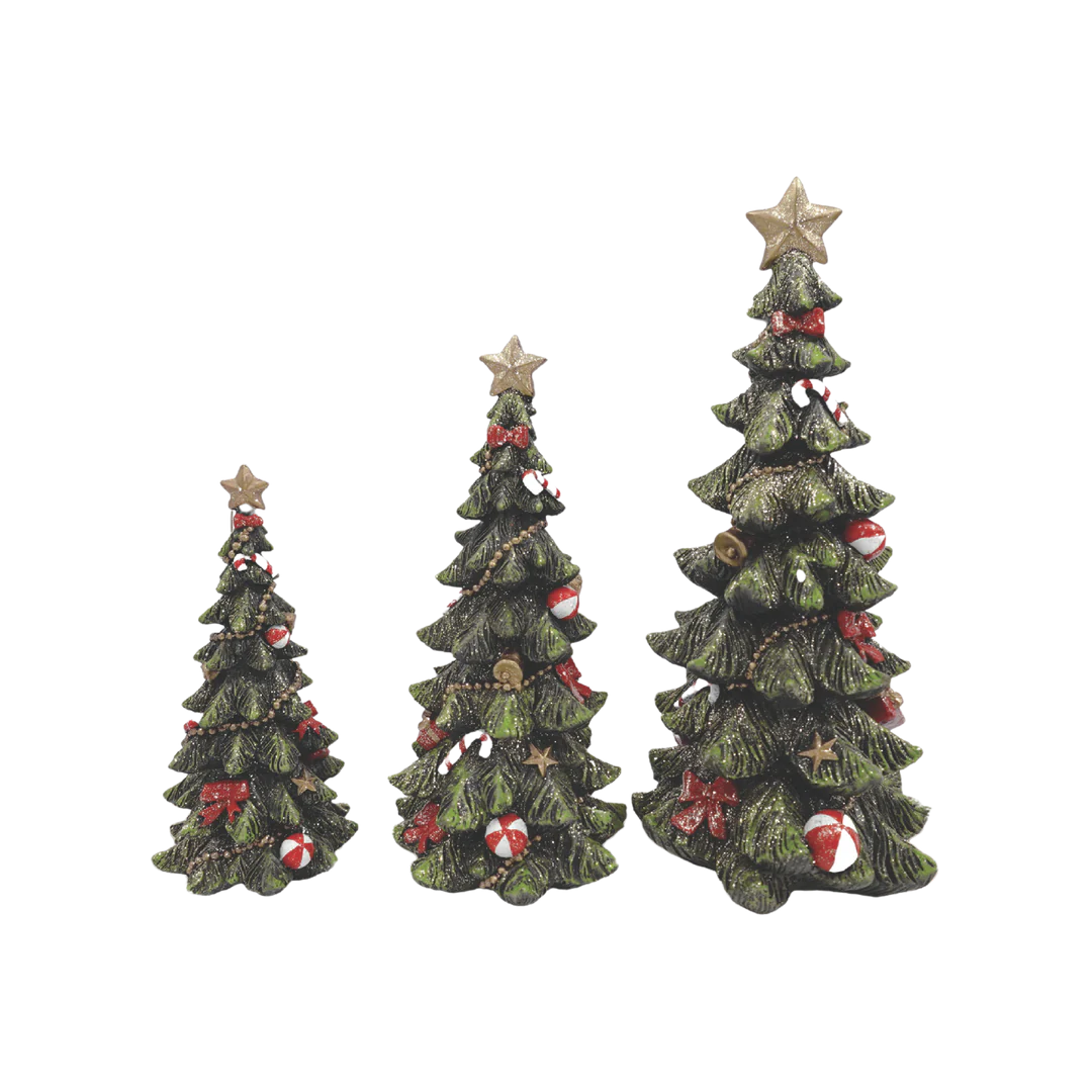 Res Christmas Glitter Tree Figs S/3