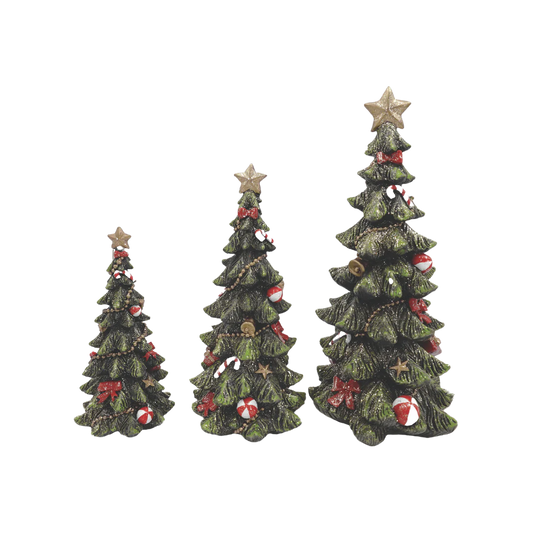 Res Christmas Glitter Tree Figs S/3