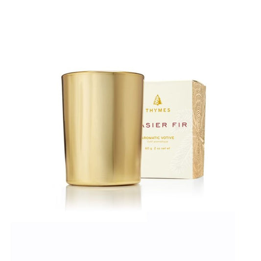 Frasier Fir Gilded Votive Candle, Gold