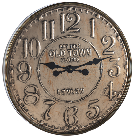 Embossed Antique Copper Finish Wall Clock