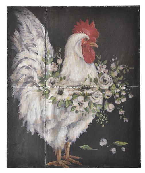 Antique Tile Rooster Wall Decor