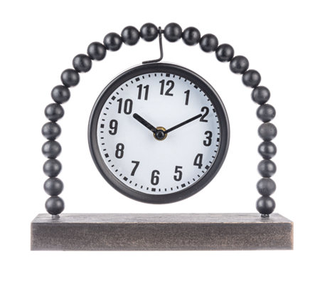 Black Wood Beaded Desk Clock