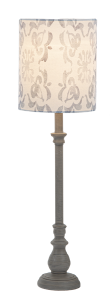 Greywash Buffet Lamp with Blue Tile Pattern Shade. 40W Max.