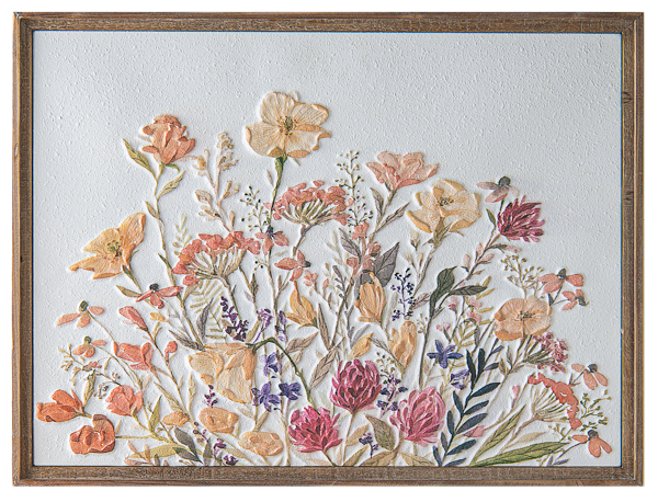 Framed Embossed Wildflower Wall Decor