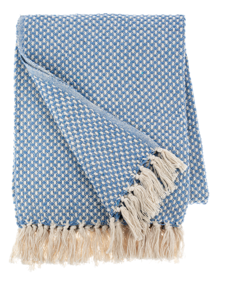 Blue & Ivory Check Woven Throw