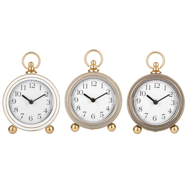 Round Desk Clock with Gold Accent