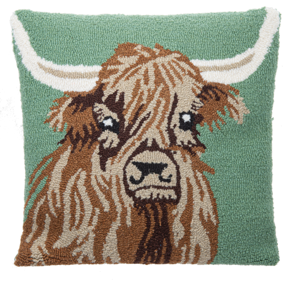 Punch Hook Highland Cow Pillow