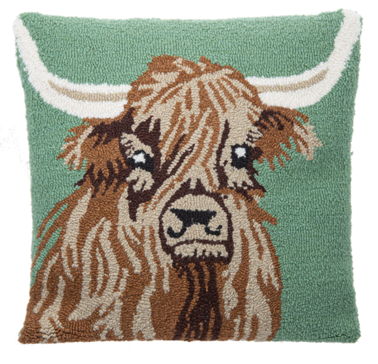 Punch Hook Highland Cow Pillow