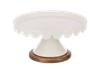 White Scallop Pedestal Stand with Wood Base