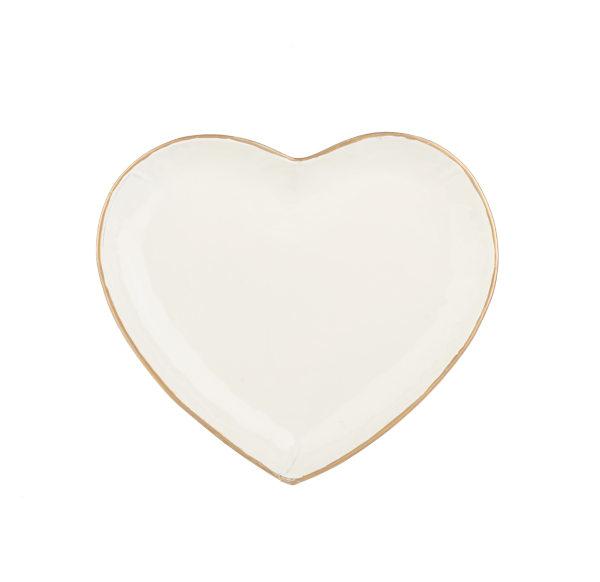 Ivory Heart Tray with Gold Edge