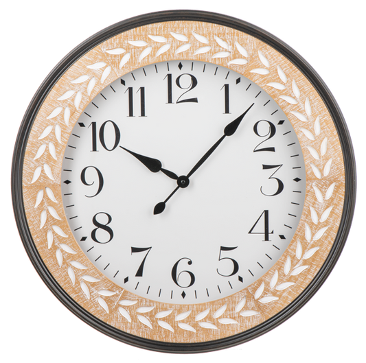 Round Carved Leaves Wall Clock