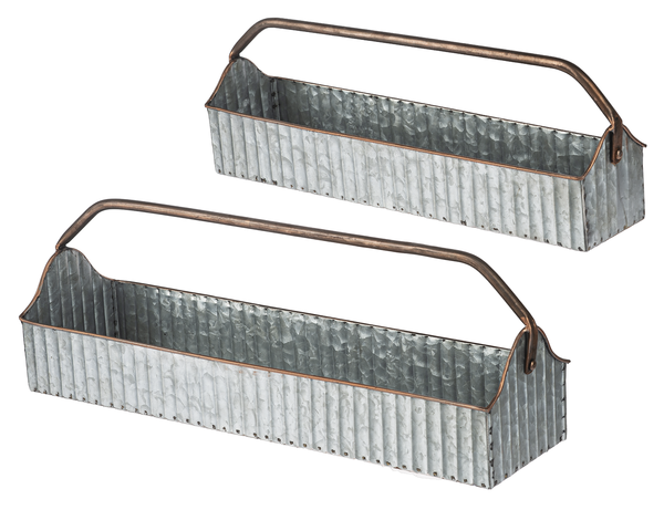 Antique Copper Finish & Galvanized Trough Planter
