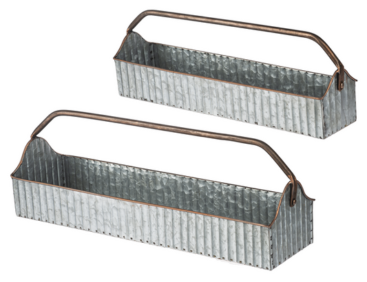 Antique Copper Finish & Galvanized Trough Planter