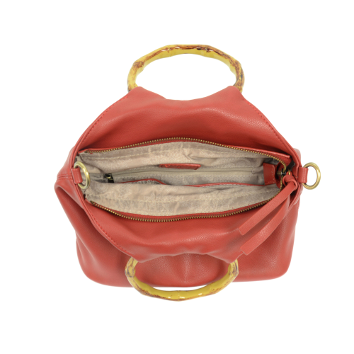 Natalie Bamboo Handle Pouf Bag