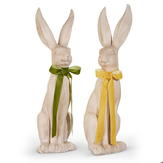 31.5 Concrete Look Rabbit with Bow