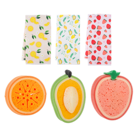 Fruit Sponge & Kitchen Towel Set