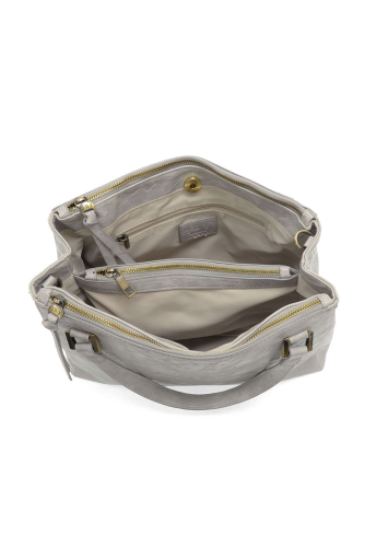 Cloudy Grey Shawna Triple Zip Satchel Crossbody