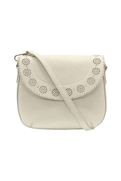 Black Lazer Cut Daisy Flap Crossbody