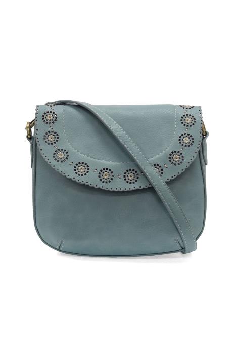 Black Lazer Cut Daisy Flap Crossbody