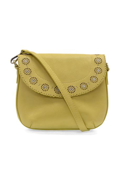 Black Lazer Cut Daisy Flap Crossbody