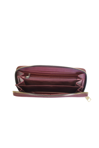 Wine Rue Zip Around Wallet with Wristlet Strap