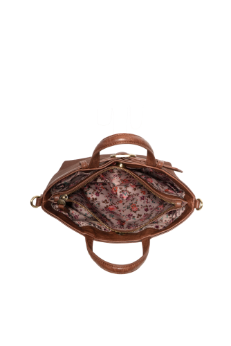 Toffee Aspyn Small Belted Sueded Tote Crossbody
