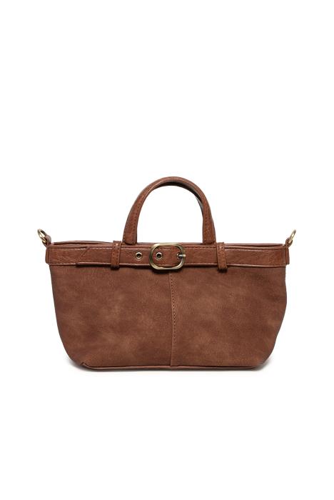 Toffee Aspyn Small Belted Sueded Tote Crossbody