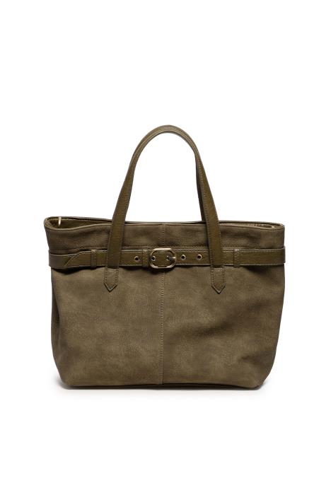 Dark Olive Geneva Medium Sueded Belted Tote Crossbody
