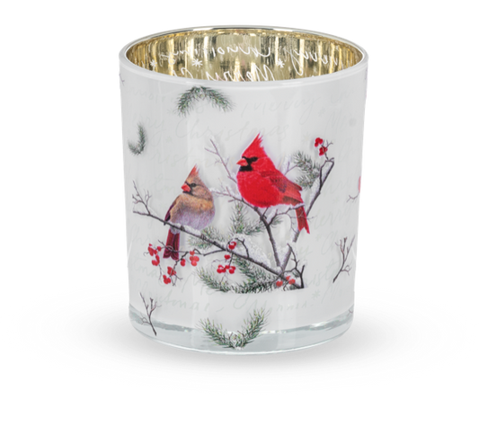 Holiday Cardinal Glass Tealight Holder