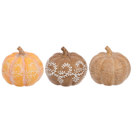 Scroll Work Pumpkin Figurines