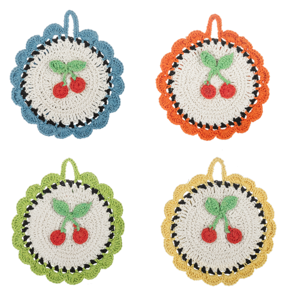 Crochet Cherry Table Trivet Set